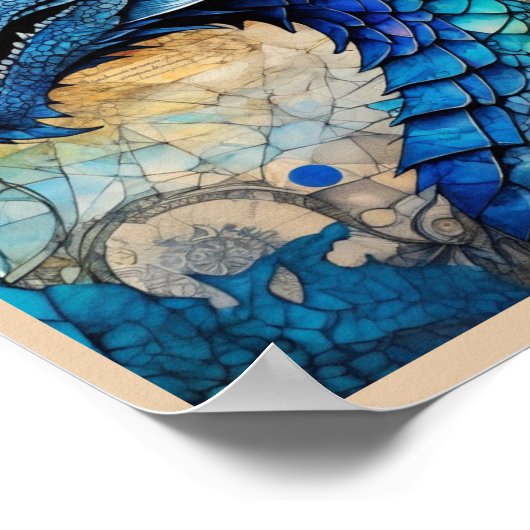 Blue Dragon Ready to Frame Art Print ポスター (角)