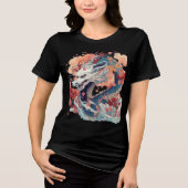 Blue Dragon with Blossoms and Clouds トライブレンドＴシャツ (正面)