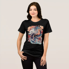 Blue Dragon with Blossoms and Clouds トライブレンドＴシャツ