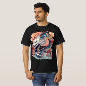 Blue Dragon with Blossoms and Clouds Tシャツ (正面フル)