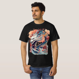 Blue Dragon with Blossoms and Clouds Tシャツ