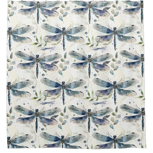 Blue Dragonflies シャワーカーテン (正面)