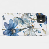 Blue Dragonfly and Flowers iPhone  Case-Mate iPhoneケース (裏面(横))