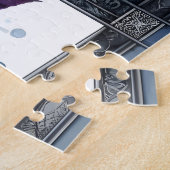 Blue Dragonfly Botanical Watercolor ジグソーパズル (側面)