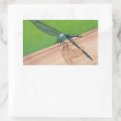 Blue Dragonfly on a Railスタンプ 長方形シール (バッグ)