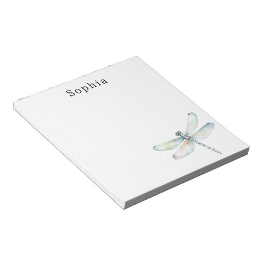 Blue Dragonfly Personalized Name ノートパッド (アングル)