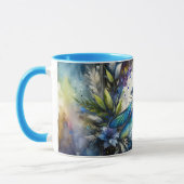 Blue Dragonfly Watercolor Botanical マグカップ (左)