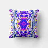 Blue Dream Abstract Flower with Pink Yellow Tiles クッション (裏面)