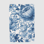 Blue Dreams | Floral Watercolor Chinoiserie ゴルフタオル (正面)