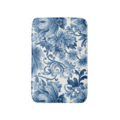 Blue Dreams | Floral Watercolor Chinoiserie バスマット (正面縦)