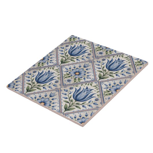 Blue Dutch Delft Pattern  タイル (側面)