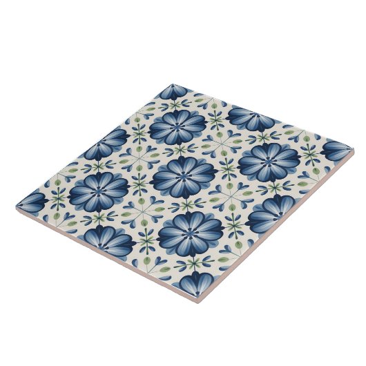 Blue Dutch Delft Pattern  タイル (側面)