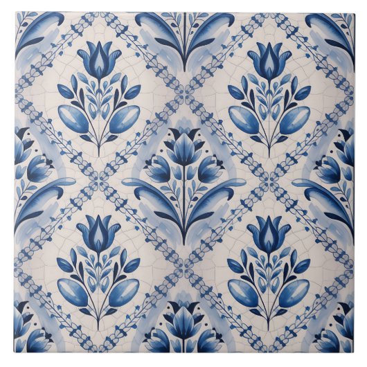 Blue Dutch Delft Pattern  タイル (正面)