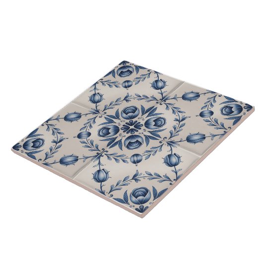 Blue Dutch Delft Pattern  タイル (側面)