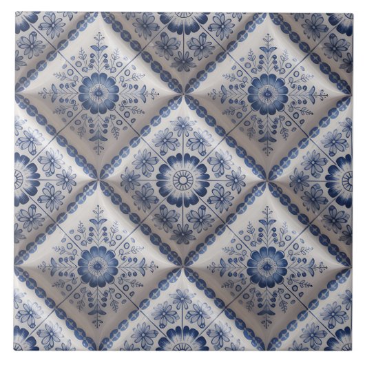 Blue Dutch Delft Pattern  タイル (正面)