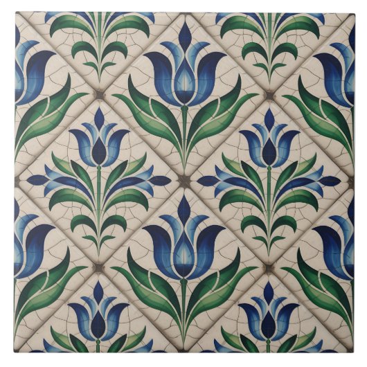 Blue Dutch Delft Pattern  タイル (正面)