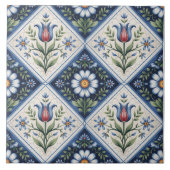 Blue Dutch Delft Pattern  タイル (正面)
