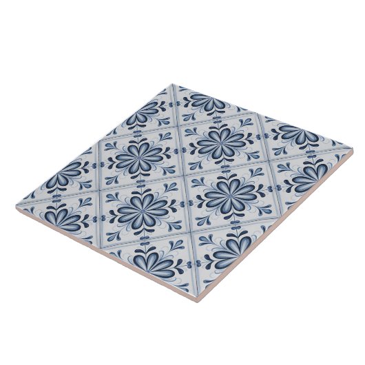Blue Dutch Delft Pattern  タイル (側面)