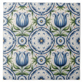 Blue Dutch Delft Pattern  タイル (正面)