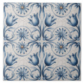 Blue Dutch Delft Pattern  タイル (正面)