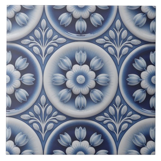 Blue Dutch Delft Pattern  タイル (正面)