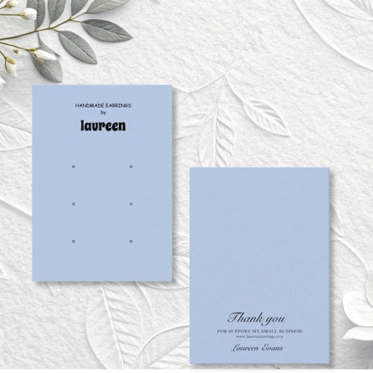 Blue Earring Display Holder Business Card 名刺