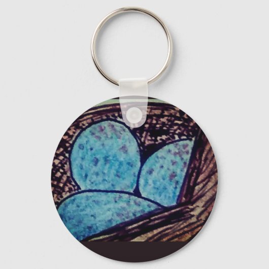 Blue Eggs in Nest キーホルダー (裏面)