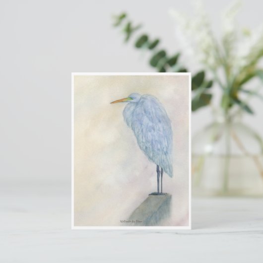 Blue Egret Watercolor ポストカード (スタンド正面)