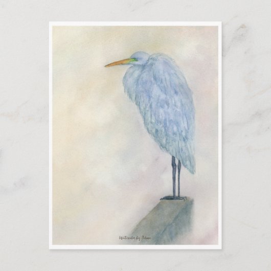 Blue Egret Watercolor ポストカード (正面)