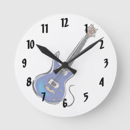 blue electric guitar music graphic.png ラウンド壁時計