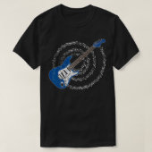 Blue Electric Guitar Spiraling Musical Notes Tシャツ (デザイン正面)