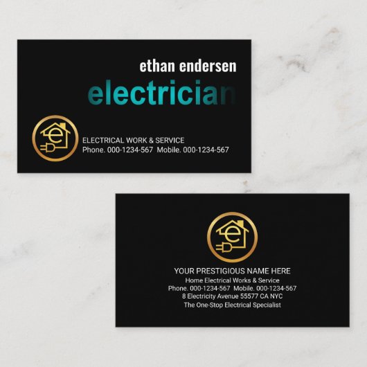 Blue Electrician Signage Vignette 名刺 (正面/裏面)