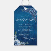 Blue Elegant floral summer wedding ギフトタグ (正面)