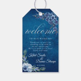 Blue Elegant floral summer wedding ギフトタグ