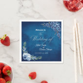 Blue Elegant floral summer wedding スタンダードカクテルナプキン (インサイチュ)