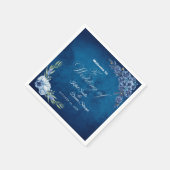 Blue Elegant floral summer wedding スタンダードカクテルナプキン (角)