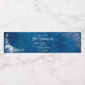Blue Elegant floral summer wedding ペットボトルラベル (シングルラベル)
