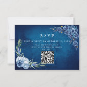 Blue Elegant floral summer wedding 出欠カード (正面)