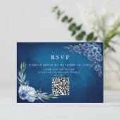 Blue Elegant floral summer wedding 出欠カード (スタンド正面)