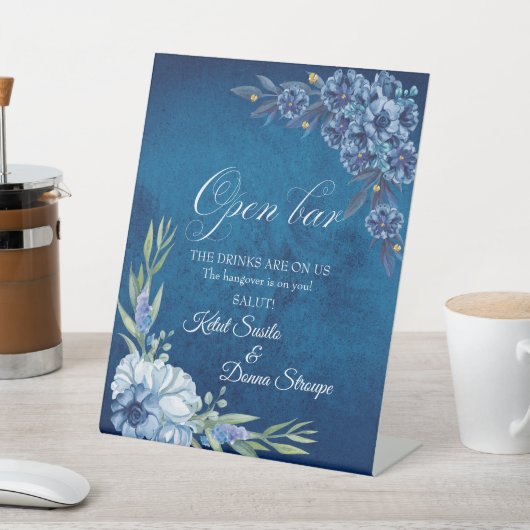 Blue Elegant floral summer wedding 台座サイン (インサイチュ)