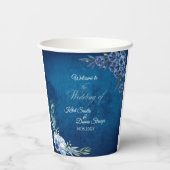 Blue Elegant floral summer wedding 紙コップ (裏面)
