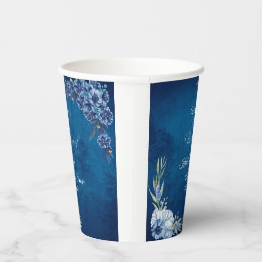 Blue Elegant floral summer wedding 紙コップ (右)