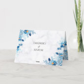 Blue Elegant flower summer wedding サンキューカード (裏面)