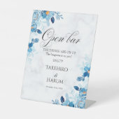 Blue Elegant flower summer wedding 台座サイン (正面)