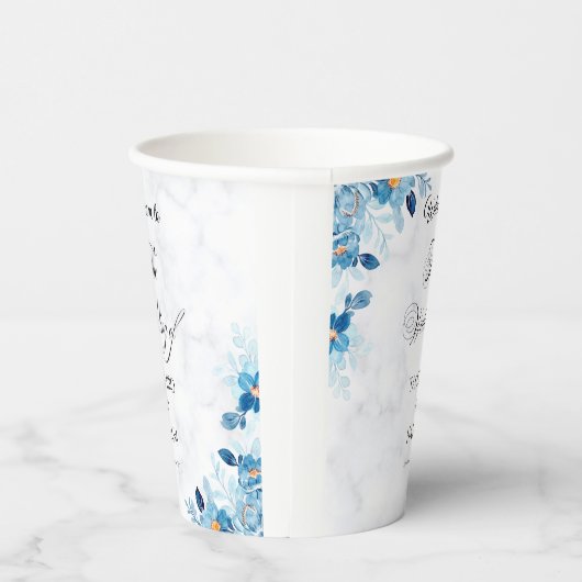 Blue Elegant flower summer wedding 紙コップ (右)