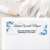 Blue Elegant flower summer wedding return address ラベル (インサイチュ)