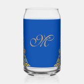 Blue Elegant Hanukkah Golden Menorah  ガラス缶 (裏面)