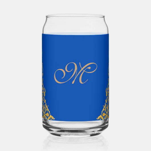 Blue Elegant Hanukkah Golden Menorah  ガラス缶 (裏面)