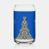 Blue Elegant Hanukkah Golden Menorah  ガラス缶 (右)