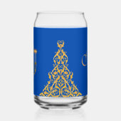 Blue Elegant Hanukkah Golden Menorah  ガラス缶 (左)